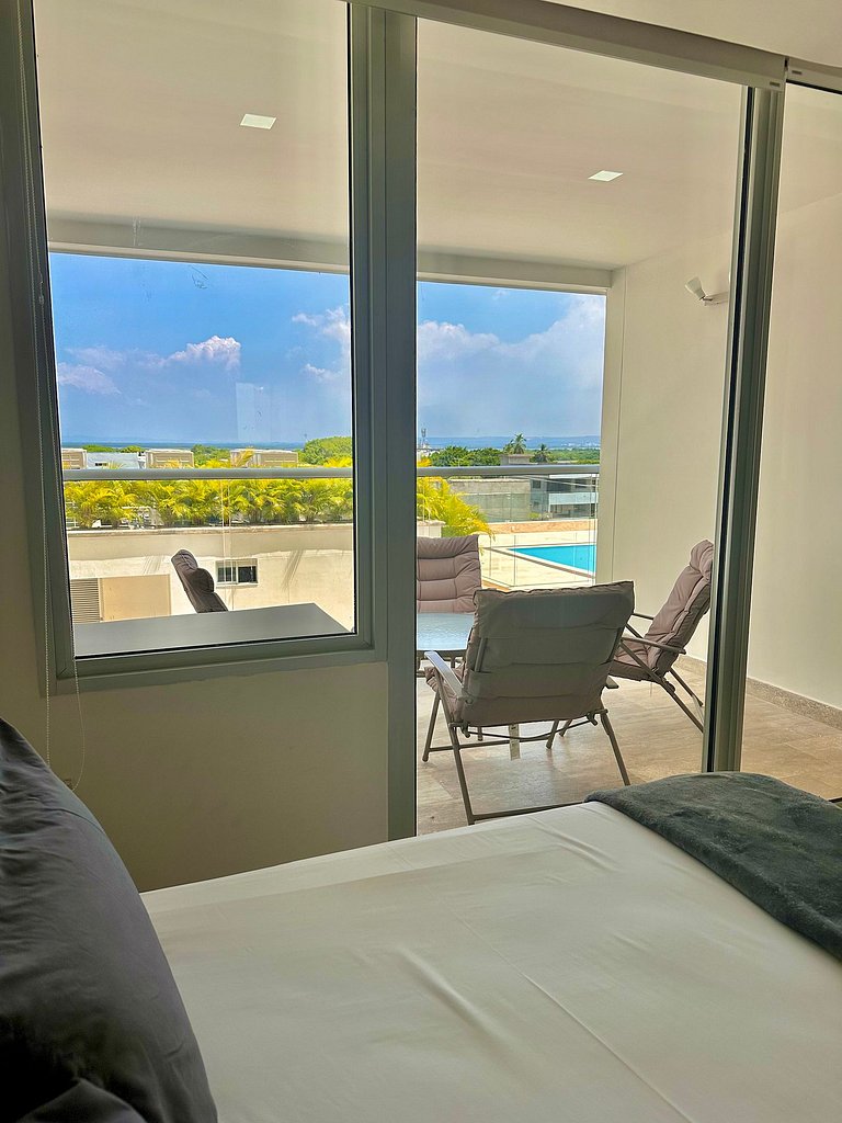 CB544 | Moderno Studio con Balcón y Vista en Cartagena Beach