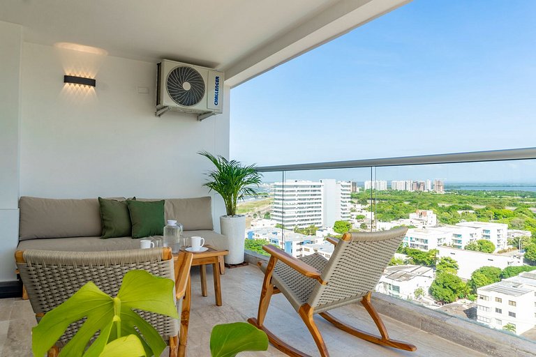 Hermosa Suite Vista 180° 7min del Centro CB1330