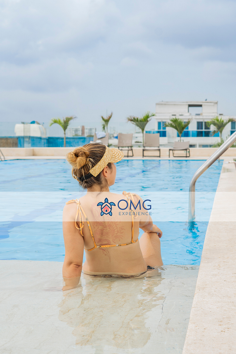CB1223 | Suite con 2 camas, vista al mar y piscina