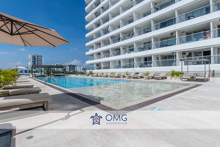 CB544 | Moderno Studio con Balcón y Vista en Cartagena Beach