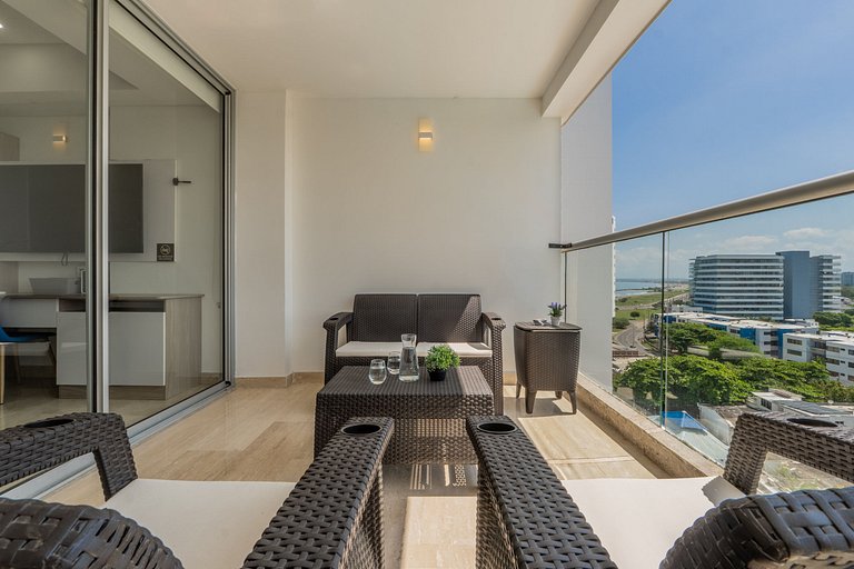 CB937 | Stylish loft piso 9 con balcón y vista ciudad