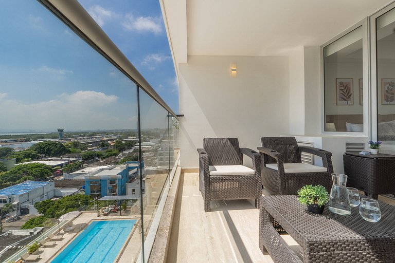 CB937 | Stylish loft piso 9 con balcón y vista ciudad