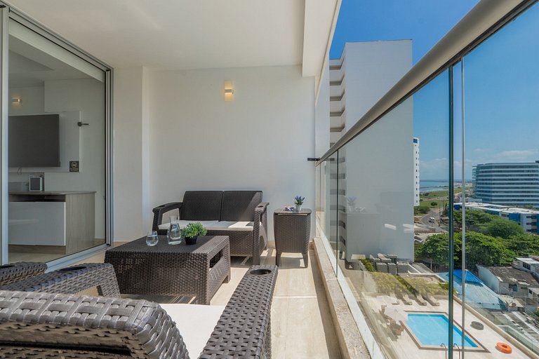 CB937 | Stylish loft piso 9 con balcón y vista ciudad