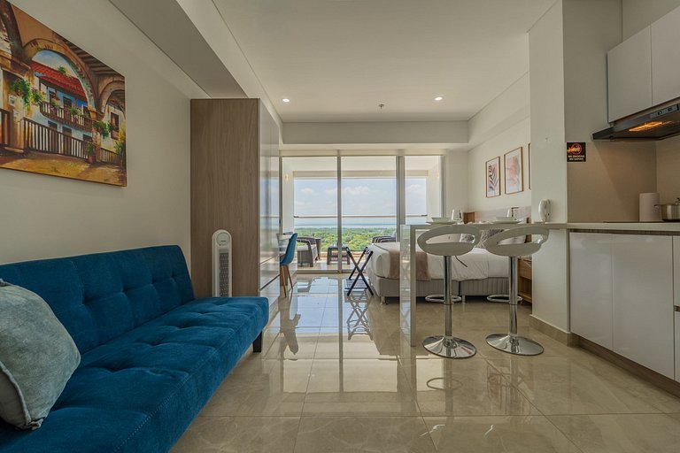 CB937 | Stylish loft piso 9 con balcón y vista ciudad